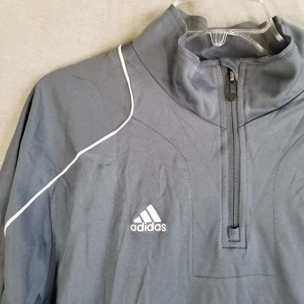 NWT Adidas Mens Medium Hot Jacket Game Day 1/4 ZIP Lead Gray Performance‎ Poly - Picture 4 of 14